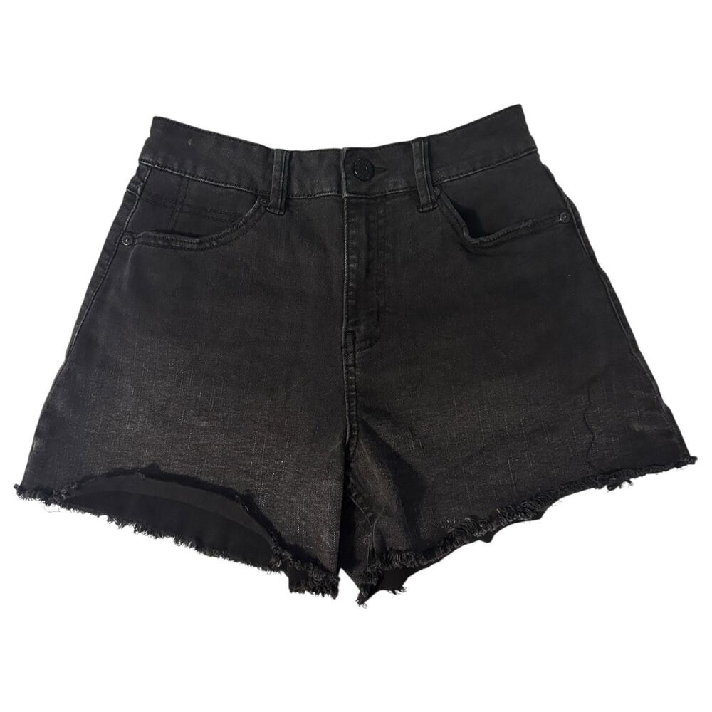 Sincerely Jules Jeans Size 25 Black Denim Cutoff Shorts High Rise Frayed Hem Y2K